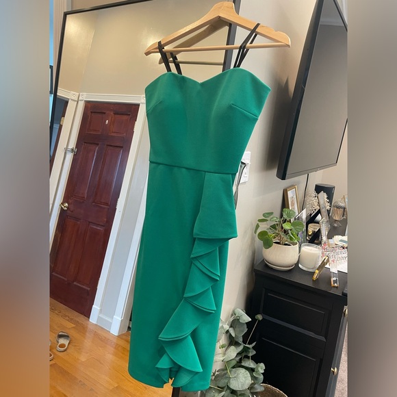 Betsy & Adam Strapless Green Ruffle Dress - Picture 2 of 7